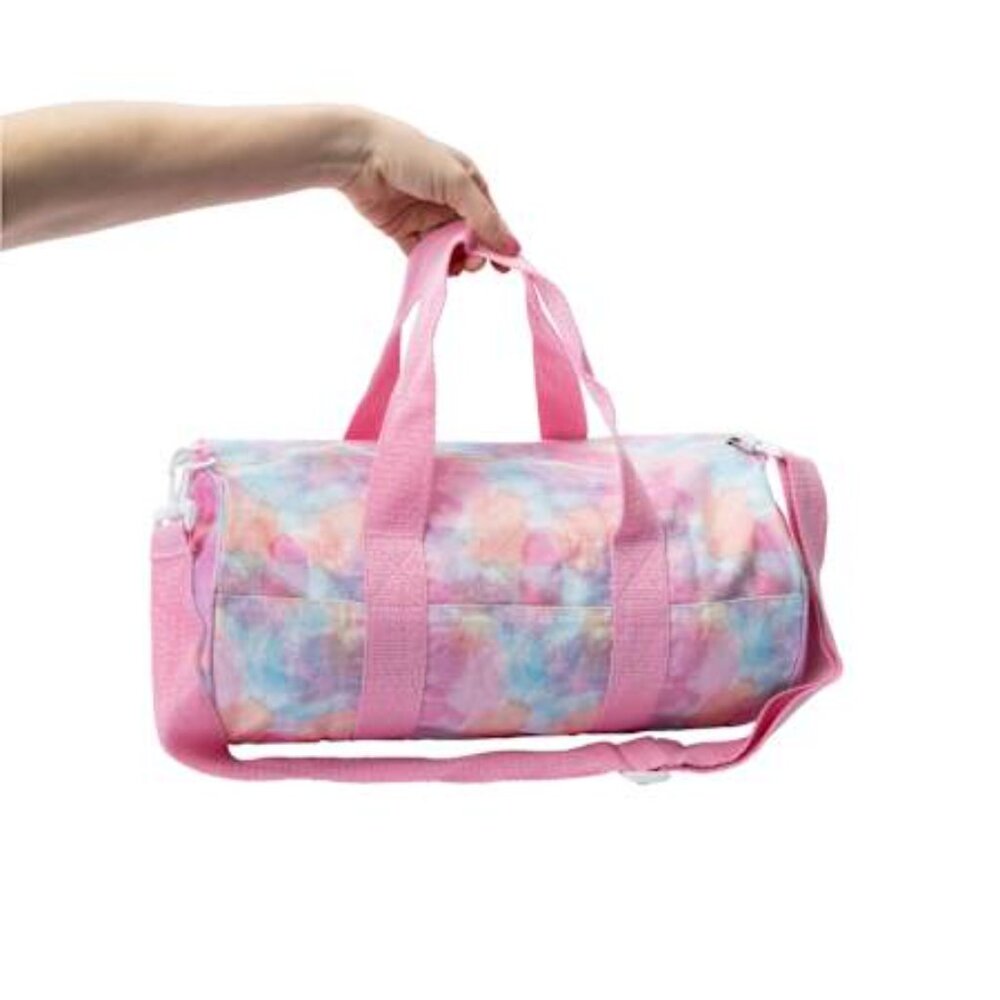 Colourful Canvas Duffle with pink straps